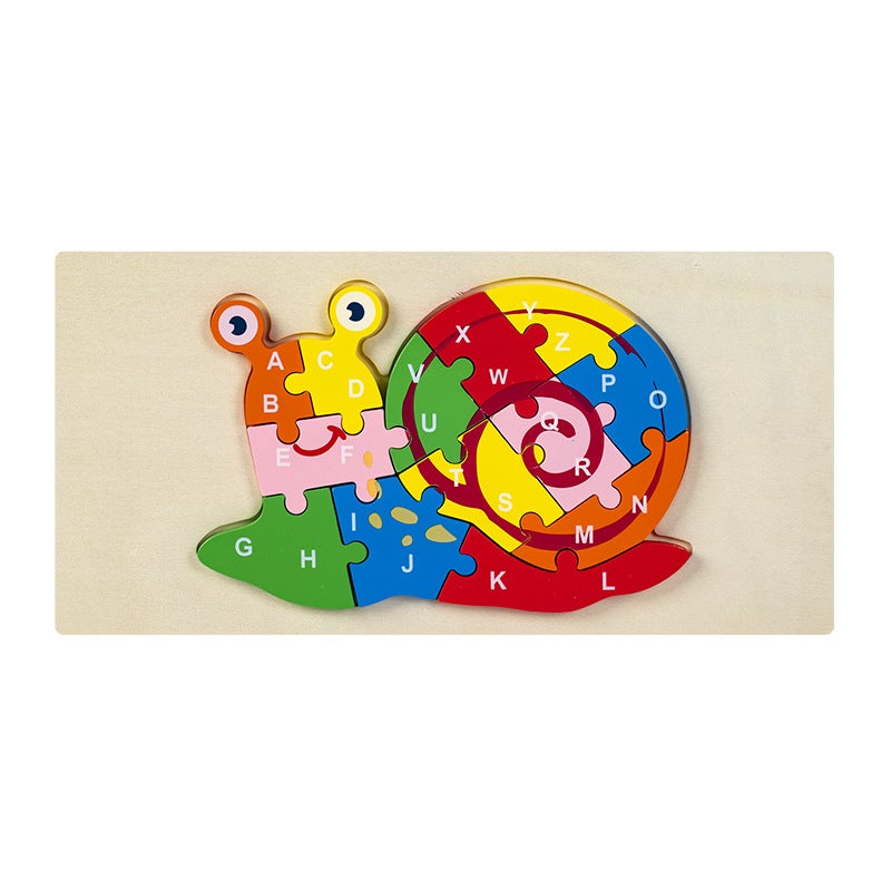 Wooden Jigsaw Puzzle Toys Children'S Early Education Alphabet Cognitive Puzzle Three-Dimensional Buckle Puzzle Building Blocks Educational Toys - Image 1